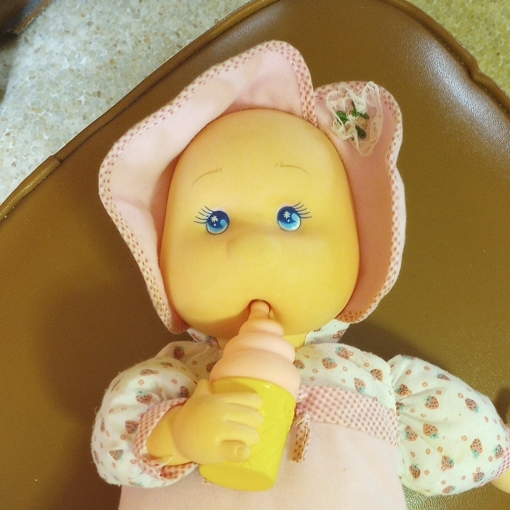 Vintage Lollipaloiza Doll w/ Ice Cream Cone, Pink Strawberry Pajamas & Bonnet